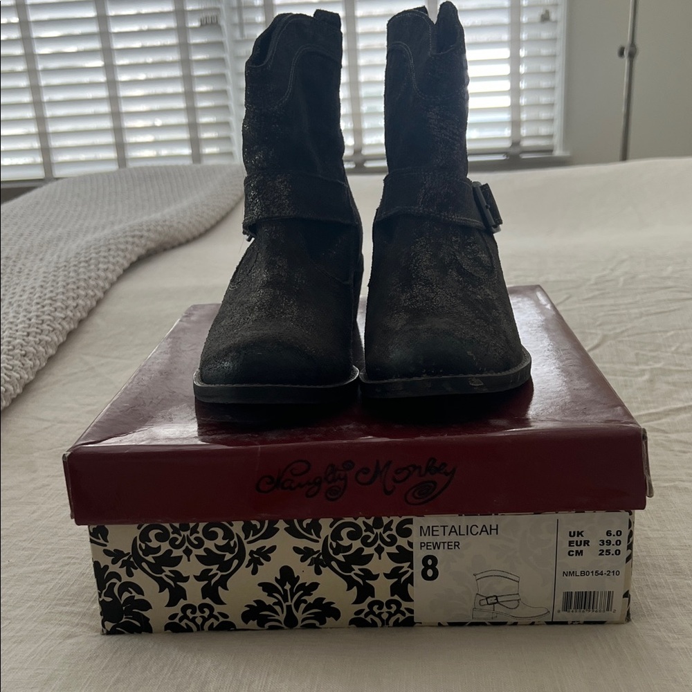 Naughty Monkey Pewter Ankle Boots